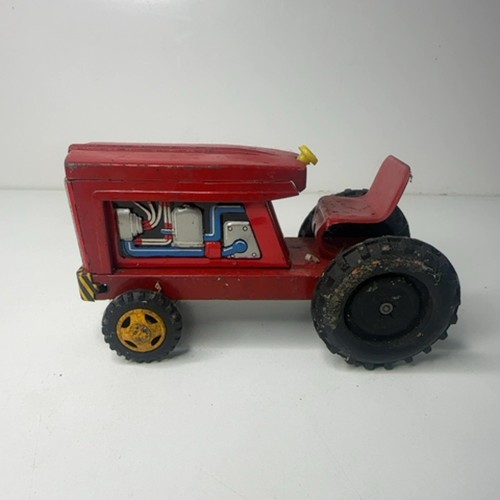 Vintage red farm tractor toy - vintage,